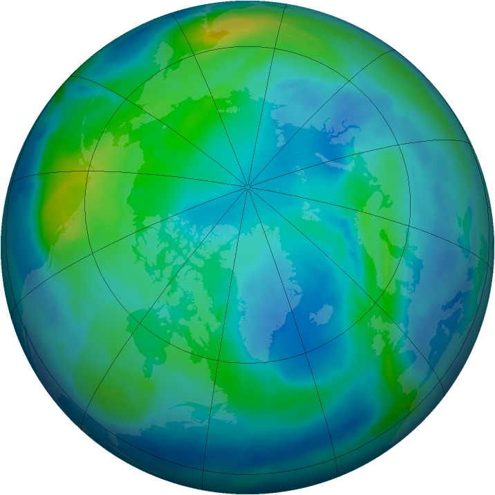 Arctic ozone map for 19 October 2012